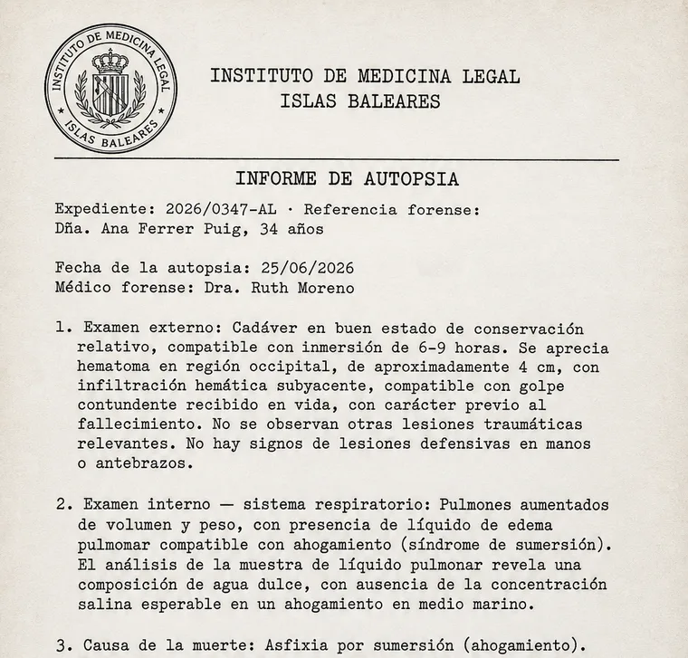Informe de autopsia del Instituto de Medicina Legal