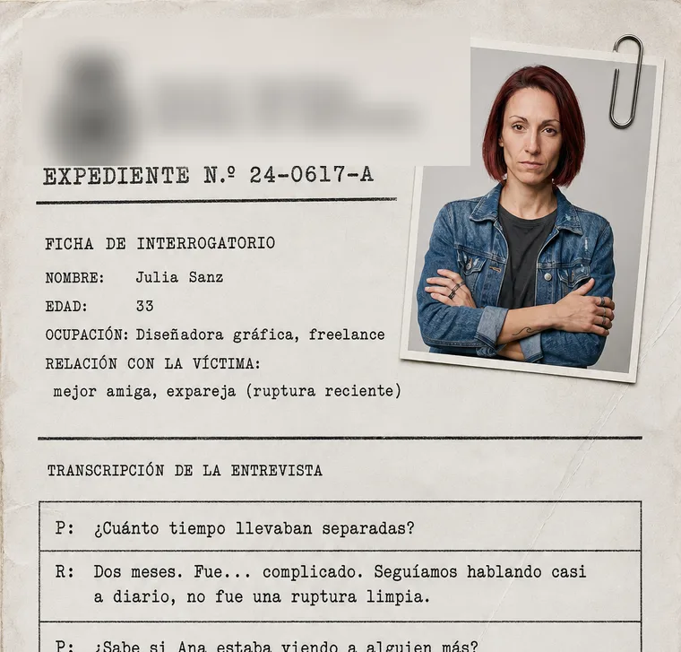 Ficha de interrogatorio de una de las personas investigadas